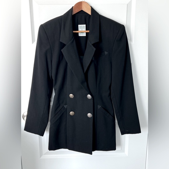 VINTAGE HAIRSTON ROBERSON ROPA Black Wool Gambler Jacket SZ 6 - Picture 1 of 5